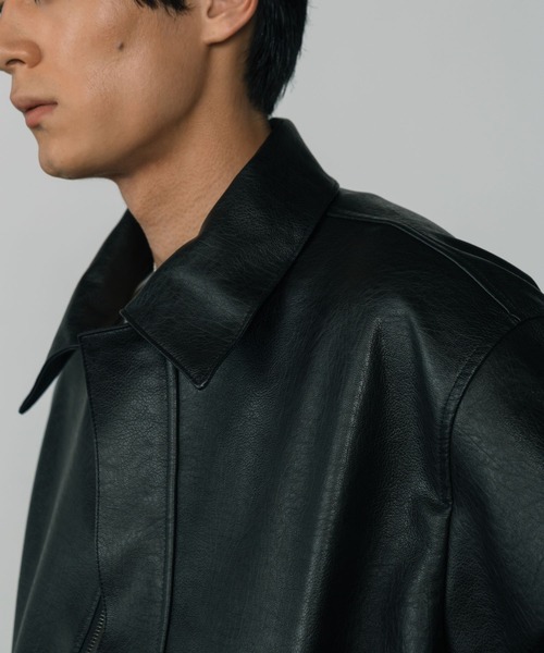 ジャケット・アウター LURAKU Synthetic Leather FurCollarJacket LURAKU（ルラク）の「【LURAKU】Synthetic Leather Fur Collar Jacket