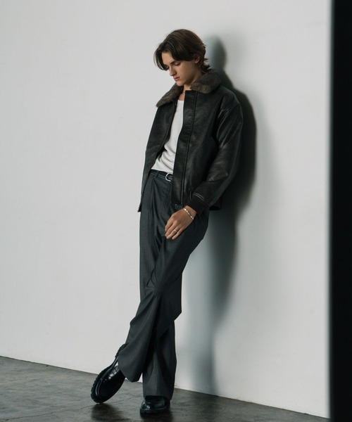 LURAKU（ルラク）の「【LURAKU】Synthetic Leather Fur Collar Jacket