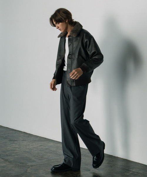 ジャケット・アウター LURAKU Synthetic Leather FurCollarJacket LURAKU（ルラク）の「【LURAKU】Synthetic Leather Fur Collar Jacket