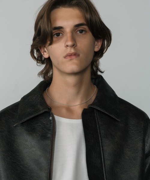 ジャケット・アウター Toku LURAKU】Synthetic Leather Fur Collar Jacket / LURAKU