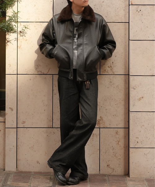 ブラーミン ラビットファー×レザー ジャケット（38）ブラウン 冬