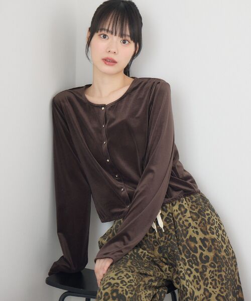 RETRO GIRL(レトロガール)の「ベロア金釦カーデ(カーディガン/ボレロ・レディース・ベージュ/ブラック/ブラウン・FREE)」の20枚目の写真