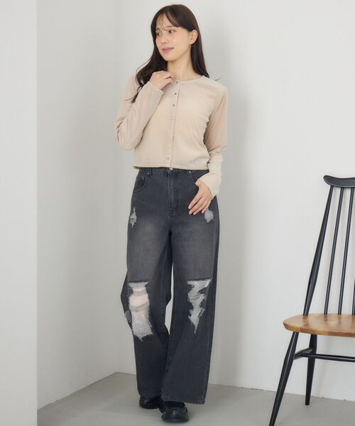 RETRO GIRL(レトロガール)の「ベロア金釦カーデ(カーディガン/ボレロ・レディース・ベージュ/ブラック/ブラウン・FREE)」の6枚目の写真