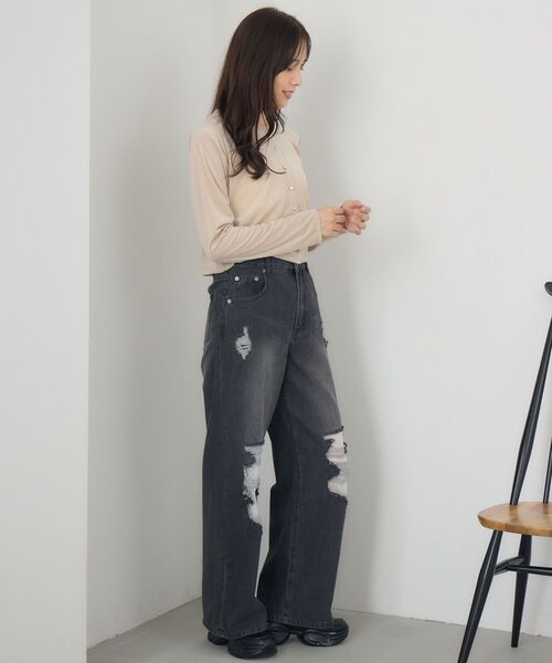 RETRO GIRL(レトロガール)の「ベロア金釦カーデ(カーディガン/ボレロ・レディース・ベージュ/ブラック/ブラウン・FREE)」の7枚目の写真