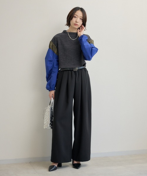 Paradise Picnic(パラダイスピクニック)の「TRANOI. サイドプリーツワイドパンツ(その他パンツ・レディース・ブラック/チャコールグレー/ベージュ/アイボリー・FREE)」の11枚目の写真