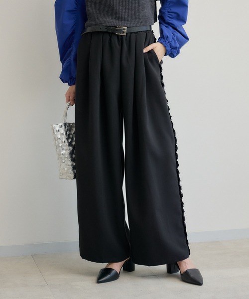 Paradise Picnic(パラダイスピクニック)の「TRANOI. サイドプリーツワイドパンツ(その他パンツ・レディース・ブラック/チャコールグレー/ベージュ/アイボリー・FREE)」の6枚目の写真