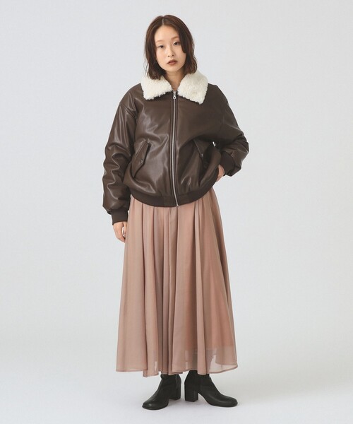 Ray BEAMS(レイビームス)の「フェイクレザー ナカワタボマー ブルゾン(ブルゾン・レディース・ブラック/ダークブラウン・0/1)」の19枚目の写真