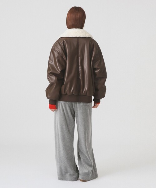 Ray BEAMS(レイビームス)の「フェイクレザー ナカワタボマー ブルゾン(ブルゾン・レディース・ブラック/ダークブラウン・0/1)」の6枚目の写真