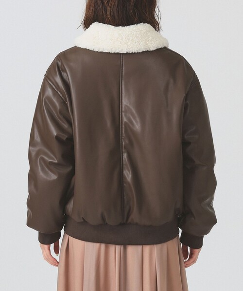 Ray BEAMS(レイビームス)の「フェイクレザー ナカワタボマー ブルゾン(ブルゾン・レディース・ブラック/ダークブラウン・0/1)」の12枚目の写真