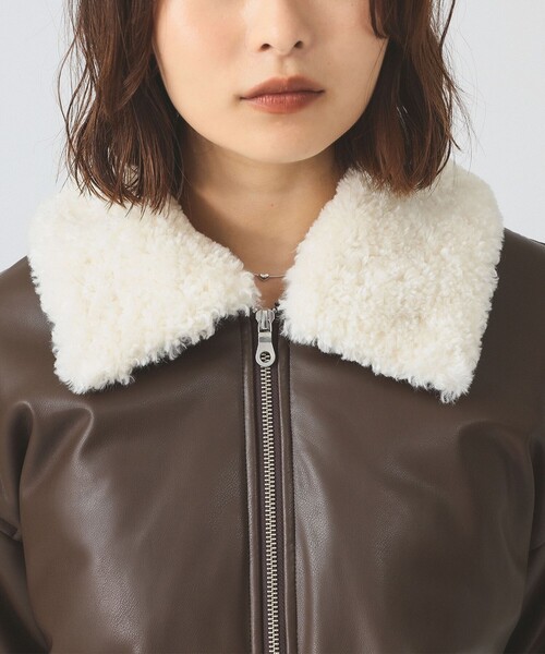 Ray BEAMS(レイビームス)の「フェイクレザー ナカワタボマー ブルゾン(ブルゾン・レディース・ブラック/ダークブラウン・0/1)」の13枚目の写真