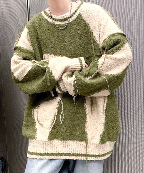 セール】【FVLMEN】switching remake knit pullover/切替 リメイク