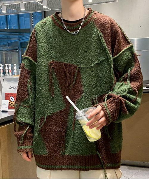 セール】【FVLMEN】switching remake knit pullover/切替 リメイク