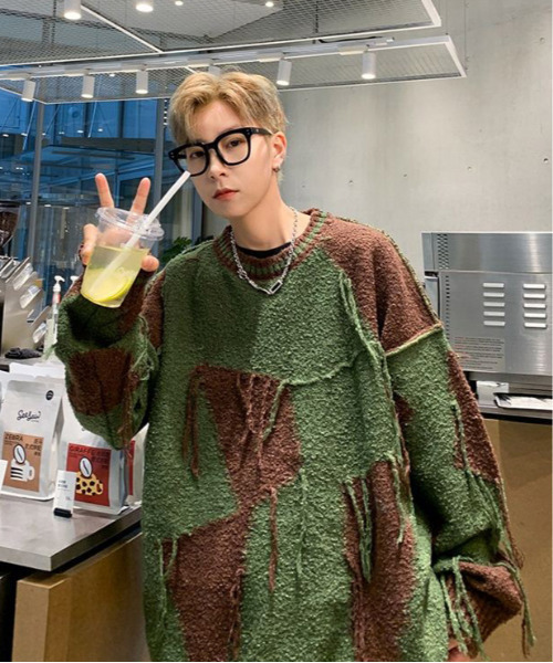 FVLMEN】switching remake knit pullover/切替 リメイク ニット プル