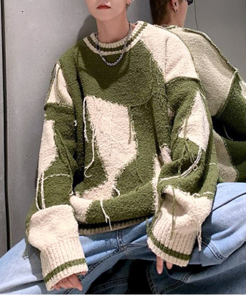 セール】【FVLMEN】switching remake knit pullover/切替 リメイク