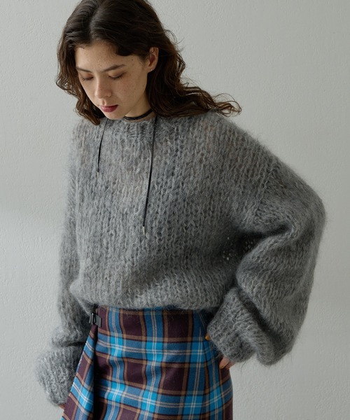 Whim Gazette（ウィムガゼット）の「ハンドクルーニットプルオーバー（ニット/セーター・レディース・ライトグレー/スカイブルー/ベビーピンク・FREE）」の6枚目の写真