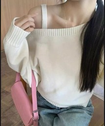 【WEB限定】ワンショルダーニットトップス［韓国ファッション カジュアル］≪再入荷≫