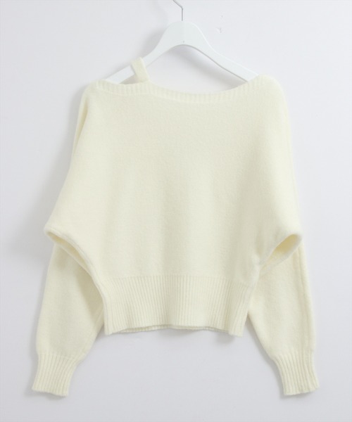 STAY MOTION（ステイモーション）の「【WEB限定】ワンショルダーニットトップス［韓国ファッション カジュアル］≪AW新作≫（ニット/セーター・レディース・グレー/アイボリー/ネイビー・F）」の4枚目の写真