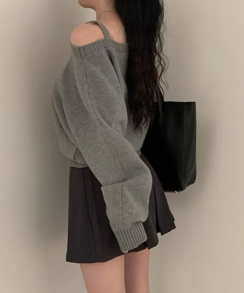 STAY MOTION（ステイモーション）の「【WEB限定】ワンショルダーニットトップス［韓国ファッション カジュアル］≪AW新作≫（ニット/セーター・レディース・グレー/アイボリー/ネイビー・F）」の9枚目の写真