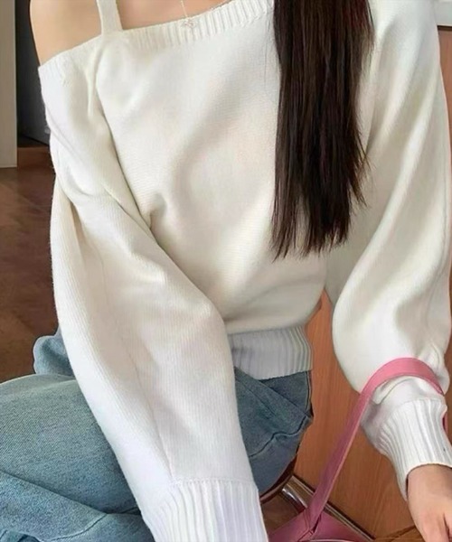 STAY MOTION（ステイモーション）の「【WEB限定】ワンショルダーニットトップス［韓国ファッション カジュアル］≪AW新作≫（ニット/セーター・レディース・グレー/アイボリー/ネイビー・F）」の10枚目の写真