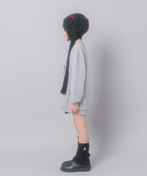 URBAN CHERRY（アーバンチェリー）の「【CHIPIE/シピ】オーバーサイズシアーリボンキャットプリントミニワンピース（ワンピース・キッズ・グレー/ホワイト/ブラック・130cm/150cm/140cm/120cm/110cm）」の22枚目の写真