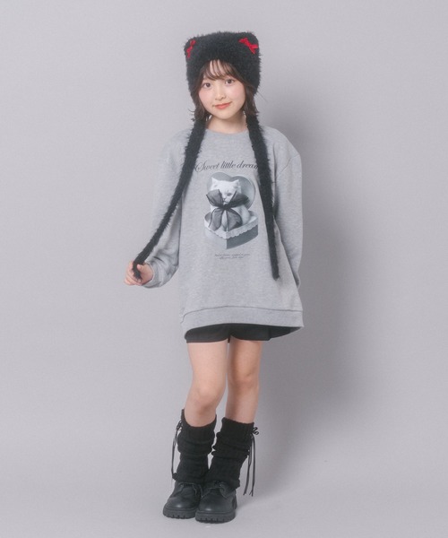 URBAN CHERRY（アーバンチェリー）の「【CHIPIE/シピ】オーバーサイズシアーリボンキャットプリントミニワンピース（ワンピース・キッズ・グレー/ホワイト/ブラック・130cm/150cm/140cm/120cm/110cm）」の21枚目の写真