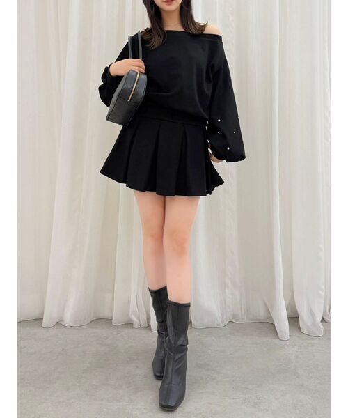 dazzlin（ダズリン）の「ボックスプリーツカットミニスカート（スカート・レディース・ブラック/オフホワイト/グレー・SMALL/MEDIUM）」の2枚目の写真