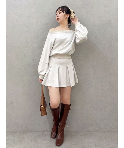 dazzlin（ダズリン）の「ボックスプリーツカットミニスカート（スカート・レディース・ブラック/オフホワイト/グレー・SMALL/MEDIUM）」の11枚目の写真