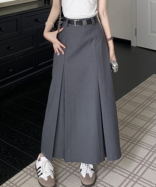 セール】ハイウエスト フロア丈 Aライン プリーツスカート（スーツ地