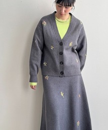 【洗える】刺繍ニットカーディガン