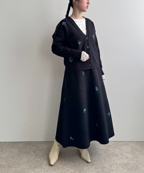 LHELBIE(レルビエ)の「【洗える】刺繍ニットカーディガン(カーディガン/ボレロ・レディース・グレー/ブラック/アイボリー・M)」の16枚目の写真