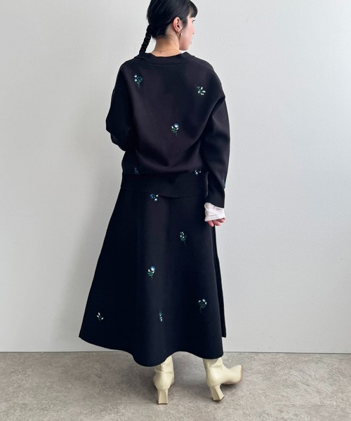 LHELBIE(レルビエ)の「【洗える】刺繍ニットカーディガン(カーディガン/ボレロ・レディース・グレー/ブラック/アイボリー・M)」の15枚目の写真