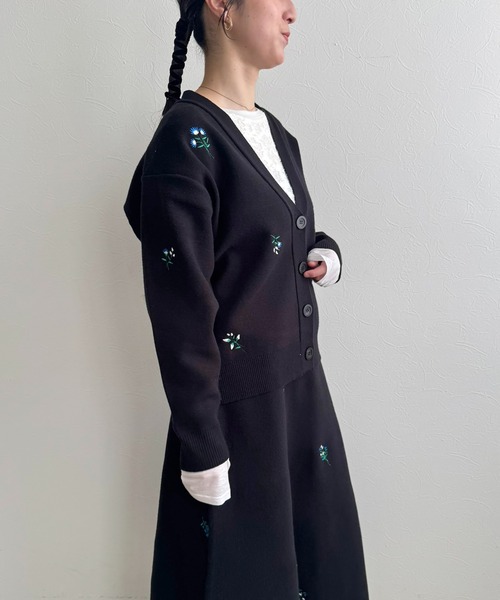 LHELBIE(レルビエ)の「【洗える】刺繍ニットカーディガン(カーディガン/ボレロ・レディース・グレー/ブラック/アイボリー・M)」の22枚目の写真