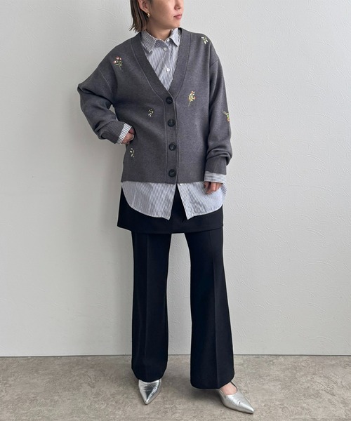 LHELBIE(レルビエ)の「【洗える】刺繍ニットカーディガン(カーディガン/ボレロ・レディース・グレー/ブラック/アイボリー・M)」の8枚目の写真