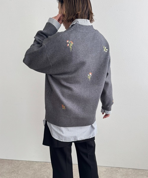 LHELBIE(レルビエ)の「【洗える】刺繍ニットカーディガン(カーディガン/ボレロ・レディース・グレー/ブラック/アイボリー・M)」の13枚目の写真