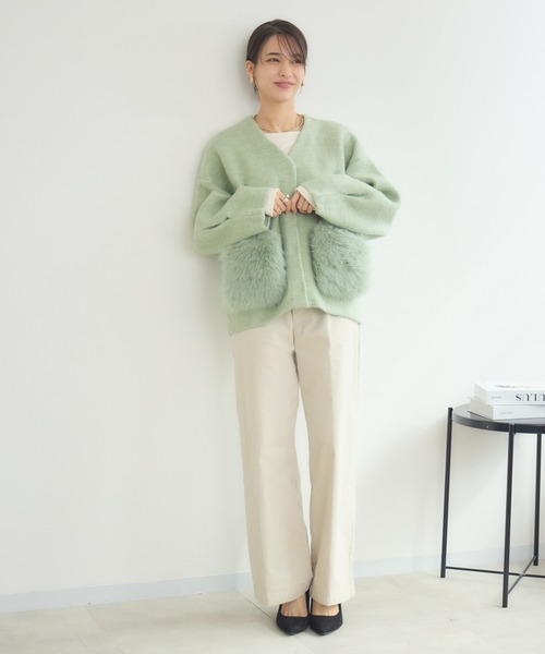 KATHARINE ROSS（キャサリンロス）の「【KATHARINE ROSS】7Gダブルフェイスファーショートジャケット（ノーカラージャケット・レディース・ブラック/ミント・MEDIUM）」の11枚目の写真