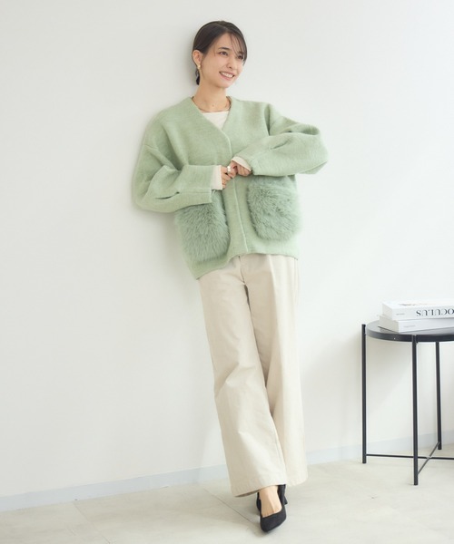 KATHARINE ROSS（キャサリンロス）の「【KATHARINE ROSS】7Gダブルフェイスファーショートジャケット（ノーカラージャケット・レディース・ブラック/ミント・MEDIUM）」の12枚目の写真