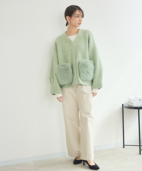 KATHARINE ROSS（キャサリンロス）の「【KATHARINE ROSS】7Gダブルフェイスファーショートジャケット（ノーカラージャケット・レディース・ブラック/ミント・MEDIUM）」の13枚目の写真