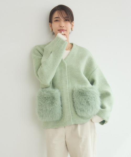 KATHARINE ROSS（キャサリンロス）の「【KATHARINE ROSS】7Gダブルフェイスファーショートジャケット（ノーカラージャケット・レディース・ブラック/ミント・MEDIUM）」の15枚目の写真