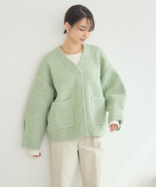 KATHARINE ROSS（キャサリンロス）の「【KATHARINE ROSS】7Gダブルフェイスファーショートジャケット（ノーカラージャケット・レディース・ブラック/ミント・MEDIUM）」の16枚目の写真