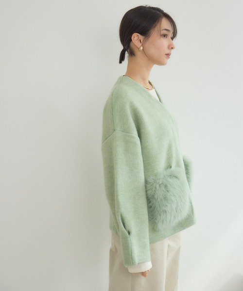 KATHARINE ROSS（キャサリンロス）の「【KATHARINE ROSS】7Gダブルフェイスファーショートジャケット（ノーカラージャケット・レディース・ブラック/ミント・MEDIUM）」の18枚目の写真