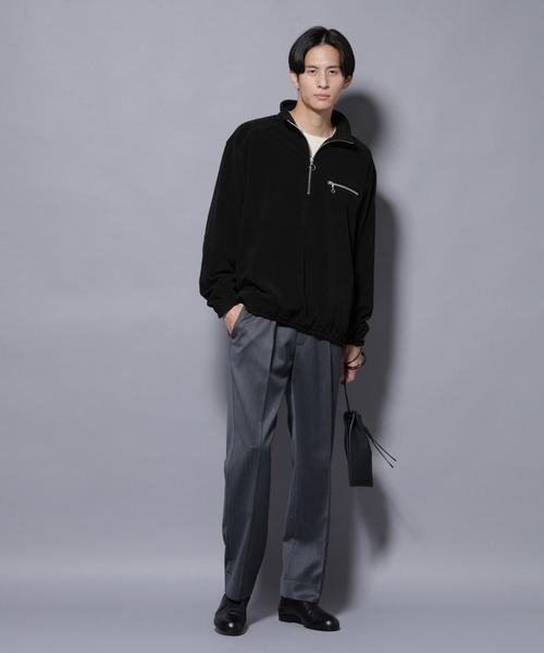NANO universe（ナノユニバース）の「「Damerino Select」ウールシルクベネシャンパンツ（セットアップ可）（スラックス・メンズ・チャコール/ネイビー・S/M/L）」の4枚目の写真