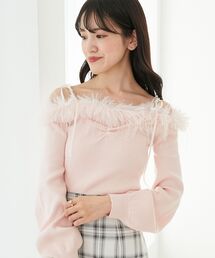 MAJESTIC LEGON | チェーン付きフェイクファーニット(ニット/セーター)