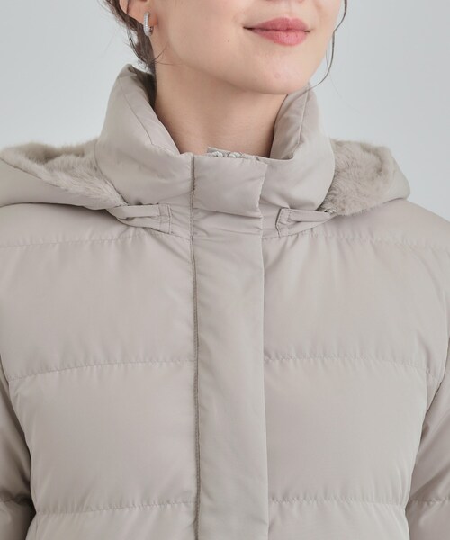 セール】【洗濯機可/撥水】フェイクファーフード ロングダウン（ダウン