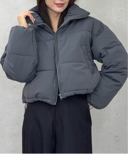 Per sist ence(パーシエンス)の「ストライプショート丈ファイバーダウンジャケット(ダウンジャケット/コート・レディース・ネイビー/ブラック/チャコールグレー・ONE SIZE)」の15枚目の写真