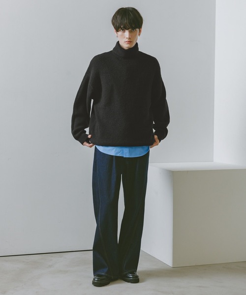 RAGEBLUE（レイジブルー）の「【WOOLMOCH】TURTLE NECK KNIT / 【ウールモッチ】タートルネックニット（ニット/セーター・メンズ・レッド/ブラック・LARGE/MEDIUM）」の4枚目の写真