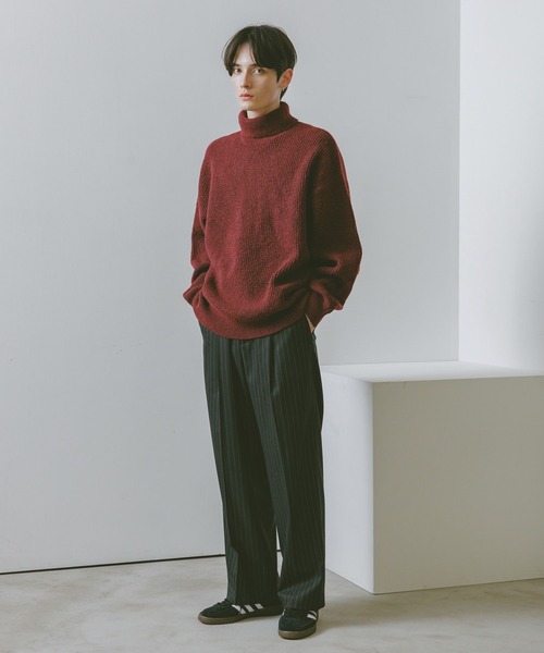 RAGEBLUE（レイジブルー）の「【WOOLMOCH】TURTLE NECK KNIT / 【ウールモッチ】タートルネックニット（ニット/セーター・メンズ・レッド/ブラック・LARGE/MEDIUM）」の9枚目の写真