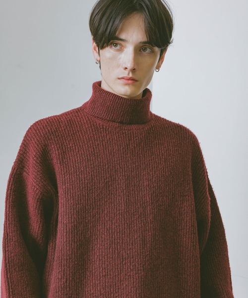 RAGEBLUE（レイジブルー）の「【WOOLMOCH】TURTLE NECK KNIT / 【ウールモッチ】タートルネックニット（ニット/セーター・メンズ・レッド/ブラック・LARGE/MEDIUM）」の13枚目の写真