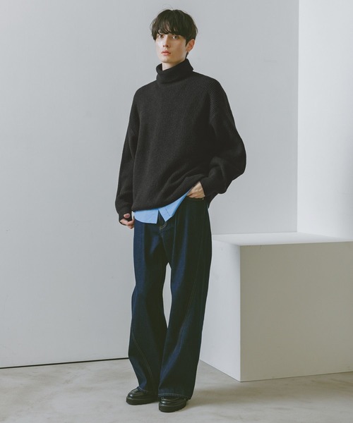 RAGEBLUE（レイジブルー）の「【WOOLMOCH】TURTLE NECK KNIT / 【ウールモッチ】タートルネックニット（ニット/セーター・メンズ・レッド/ブラック・LARGE/MEDIUM）」の3枚目の写真
