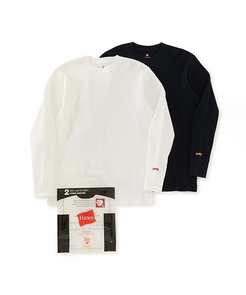 HOLLYWOOD RANCH MARKET(ハリウッドランチマーケット)の「Hanes × HRM EXCLUSIVE エンブロイダリーサーマル 2パックTシャツ(Tシャツ/カットソー・メンズ・ネイビー/ブラック・M/XL/S/XS/L)」の2枚目の写真