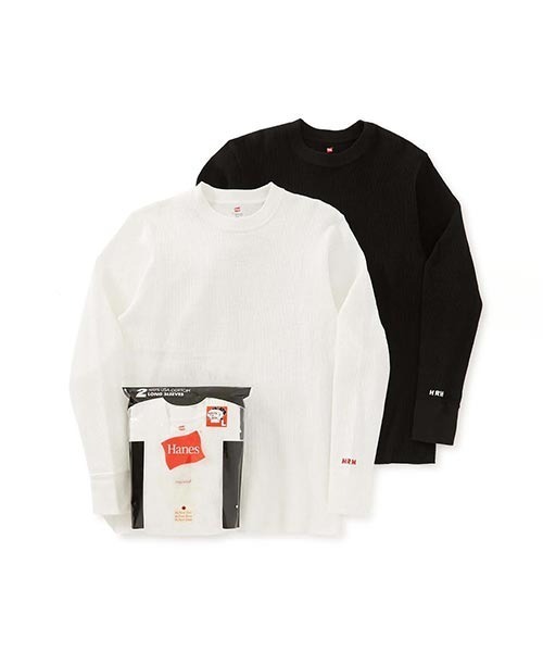 HOLLYWOOD RANCH MARKET(ハリウッドランチマーケット)の「Hanes × HRM EXCLUSIVE エンブロイダリーサーマル 2パックTシャツ(Tシャツ/カットソー・メンズ・ネイビー/ブラック・M/XL/S/XS/L)」の1枚目の写真